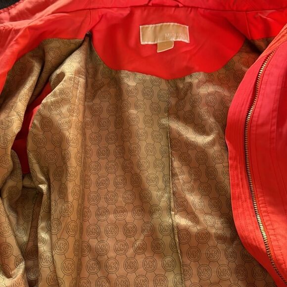 MICHAEL Michael Kors orange water repellent zip front/pockets logo lined jacket. - Picture 6 of 7